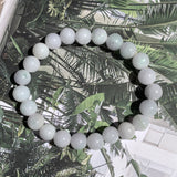 8.2mm A-Grade Natural Light Lavender Green Jadeite Beaded Bracelet No.190198B