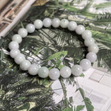 8.2mm A-Grade Natural Light Lavender Green Jadeite Beaded Bracelet No.190198B
