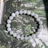 8.2mm A-Grade Natural Light Lavender Green Jadeite Beaded Bracelet No.190198B