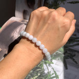 8.2mm A-Grade Natural Light Lavender Green Jadeite Beaded Bracelet No.190198B