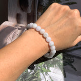 8.2mm A-Grade Natural Light Lavender Green Jadeite Beaded Bracelet No.190198B