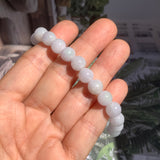 8.2mm A-Grade Natural Light Lavender Green Jadeite Beaded Bracelet No.190198B