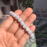8.2mm A-Grade Natural Light Lavender Green Jadeite Beaded Bracelet No.190198B