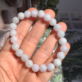 8.2mm A-Grade Natural Light Lavender Green Jadeite Beaded Bracelet No.190198B