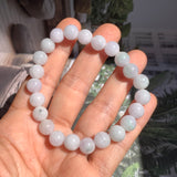 8.2mm A-Grade Natural Light Lavender Green Jadeite Beaded Bracelet No.190198B