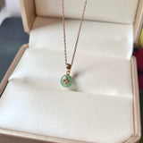 A-Grade Green Jadeite Donut Pendant (Lilac Flower) No.172179