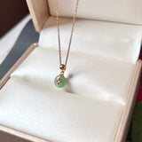 A-Grade Green Jadeite Donut Pendant (Lilac Flower) No.172179