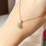 A-Grade Green Jadeite Donut Pendant (Lilac Flower) No.172179