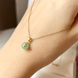 A-Grade Green Jadeite Donut Pendant (Lilac Flower) No.172179