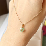 A-Grade Green Jadeite Donut Pendant (Lilac Flower) No.172179