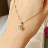 A-Grade Green Jadeite Donut Pendant (Lilac Flower) No.172179