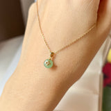 A-Grade Green Jadeite Donut Pendant (Lilac Flower) No.172179