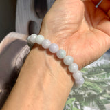 8.5mm A-Grade Natural Light Lavender Green Jadeite Beaded Bracelet No.190198A
