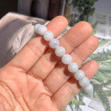 8.5mm A-Grade Natural Light Lavender Green Jadeite Beaded Bracelet No.190198A