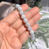 8.5mm A-Grade Natural Light Lavender Green Jadeite Beaded Bracelet No.190198A
