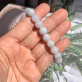 8.5mm A-Grade Natural Light Lavender Green Jadeite Beaded Bracelet No.190198A