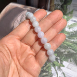 8.5mm A-Grade Natural Light Lavender Green Jadeite Beaded Bracelet No.190198A