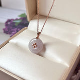 A-Grade Lavender Jadeite Donut Pendant (Lilac Flower) No.172181