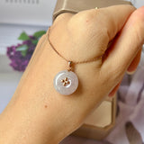 A-Grade Lavender Jadeite Donut Pendant (Lilac Flower) No.172181