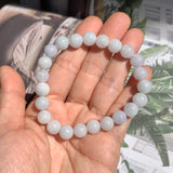 8.5mm A-Grade Natural Light Lavender Green Jadeite Beaded Bracelet No.190198A