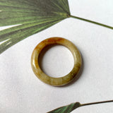 17.7mm A-Grade Natural Yellow Red Brown Jadeite Abacus Ring Band No. 161894