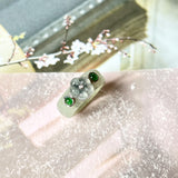 16.1mm A-Grade Natural Jadeite Joseon Dynasty Plum Blossom Ring (Maehwa) No.162436