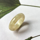 16.1mm A-Grade Natural Light Yellow Jadeite Abacus Ring Band No. 161830