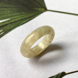 16.1mm A-Grade Natural Light Yellow Jadeite Abacus Ring Band No. 161830