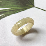 16.1mm A-Grade Natural Light Yellow Jadeite Abacus Ring Band No. 161830