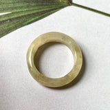 16.1mm A-Grade Natural Light Yellow Jadeite Abacus Ring Band No. 161830