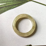 16.1mm A-Grade Natural Light Yellow Jadeite Abacus Ring Band No. 161830