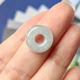 A-Grade Natural Light Bluish Grey Jadeite Bagel Piece No.172184