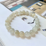 8.5mm A-Grade Natural Light Yellow Jadeite Beaded Bracelet No.190089