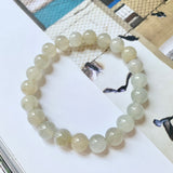 8.5mm A-Grade Natural Light Yellow Jadeite Beaded Bracelet No.190089
