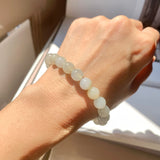 8.5mm A-Grade Natural Light Yellow Jadeite Beaded Bracelet No.190089