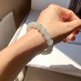 8.5mm A-Grade Natural Light Yellow Jadeite Beaded Bracelet No.190089