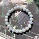 8.5mm A-Grade Natural Light Lavender Green Jadeite Beaded Bracelet No.190165