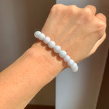 8.5mm A-Grade Natural Light Lavender Green Jadeite Beaded Bracelet No.190165