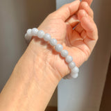 8.5mm A-Grade Natural Light Lavender Green Jadeite Beaded Bracelet No.190165