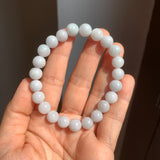 8.5mm A-Grade Natural Light Lavender Green Jadeite Beaded Bracelet No.190165