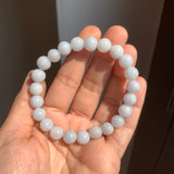 8.5mm A-Grade Natural Light Lavender Green Jadeite Beaded Bracelet No.190165