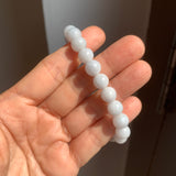 8.5mm A-Grade Natural Light Lavender Green Jadeite Beaded Bracelet No.190165