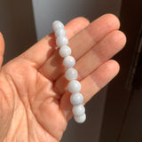 8.5mm A-Grade Natural Light Lavender Green Jadeite Beaded Bracelet No.190165