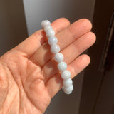 8.5mm A-Grade Natural Light Lavender Green Jadeite Beaded Bracelet No.190165