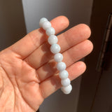 8.5mm A-Grade Natural Light Lavender Green Jadeite Beaded Bracelet No.190165