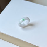 SOLD OUT: 16.1mm A-Grade Natural Moss On Snow Jadeite Ring Band No. 162438