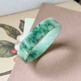 50mm A-Grade Natural Floral Imperial Green Jadeite Modern Round Bangle No.152163