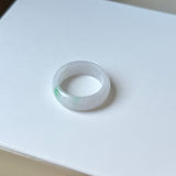 SOLD OUT: 16.1mm A-Grade Natural Moss On Snow Jadeite Ring Band No. 162438