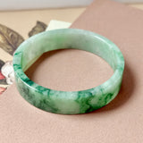50mm A-Grade Natural Floral Imperial Green Jadeite Modern Round Bangle No.152163