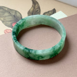 50mm A-Grade Natural Floral Imperial Green Jadeite Modern Round Bangle No.152163